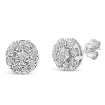 Haus of Brilliance .925 Sterling Silver 1/5 Cttw Diamond Miracle-Set Floral Cluster Push Back Stud Earrings (I-J Color, I2-I3 Clarity)