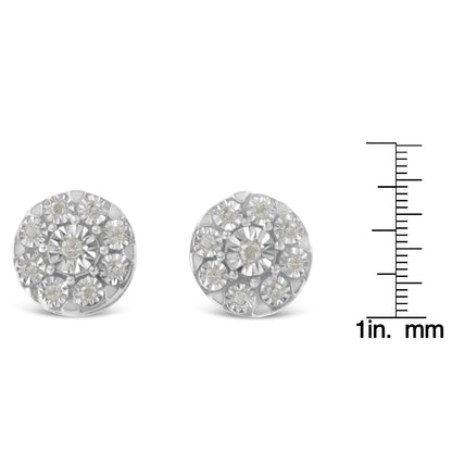 Haus of Brilliance .925 Sterling Silver 1/5 Cttw Diamond Miracle-Set Floral Cluster Push Back Stud Earrings (I-J Color, I2-I3 Clarity)