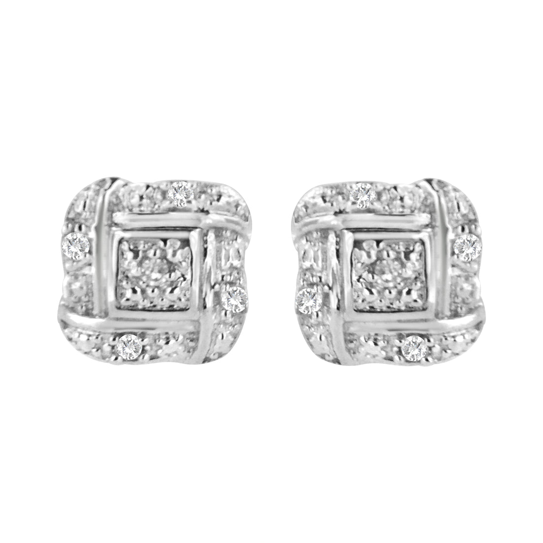 Haus of Brilliance  .925 Sterling Silver Round-Cut Diamond Accent Swirl Square Knot Stud Earrings (H-I Color, I2-I3 Clarity)