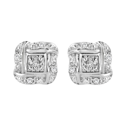 Haus of Brilliance  .925 Sterling Silver Round-Cut Diamond Accent Swirl Square Knot Stud Earrings (H-I Color, I2-I3 Clarity)