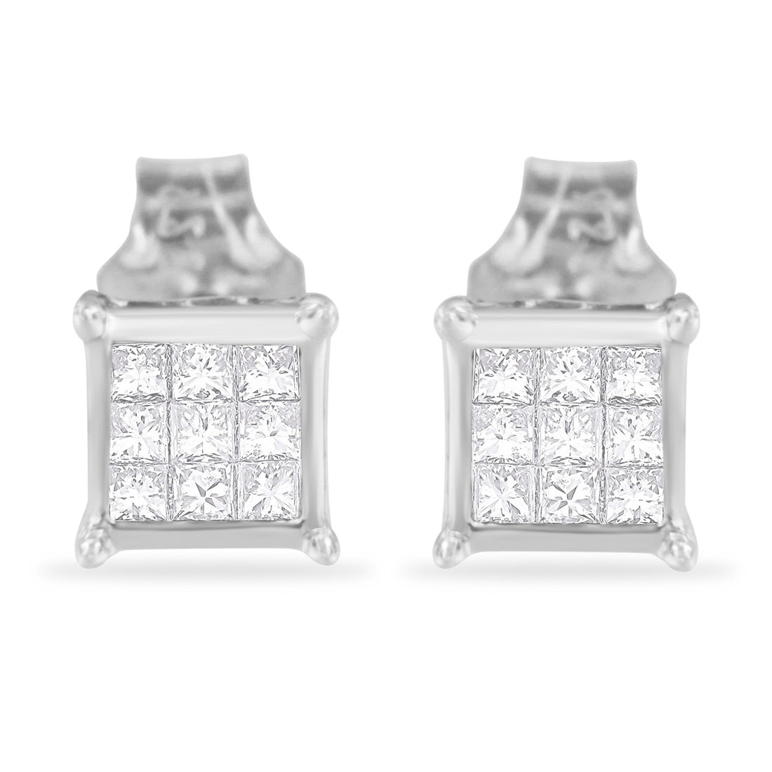 Haus of Brilliance Sterling Silver Princess Cut Diamond Square Stud Earrings (.3 cttw, H-I Color, I1-I2 Clarity)