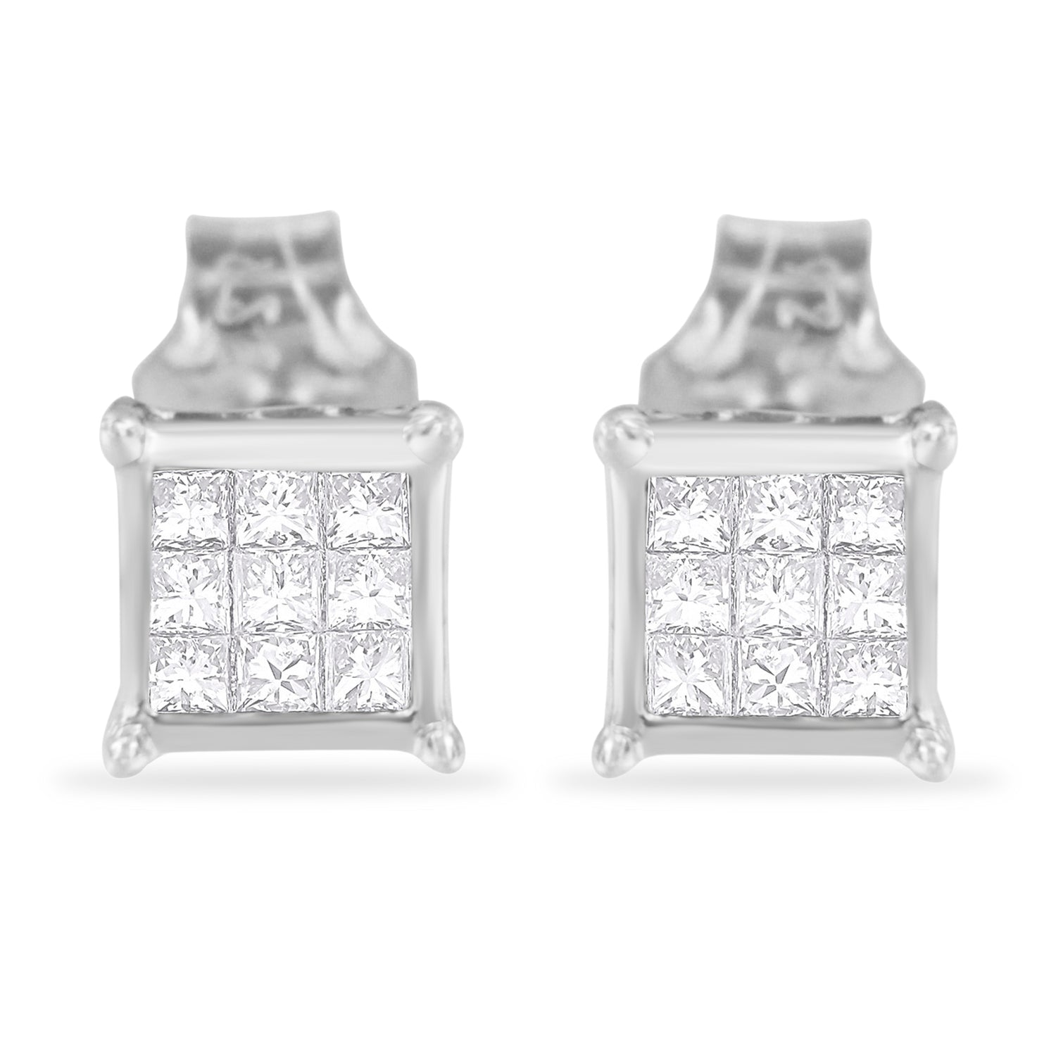 Haus of Brilliance Sterling Silver Princess Cut Diamond Square Stud Earrings (.3 cttw, H-I Color, I1-I2 Clarity)