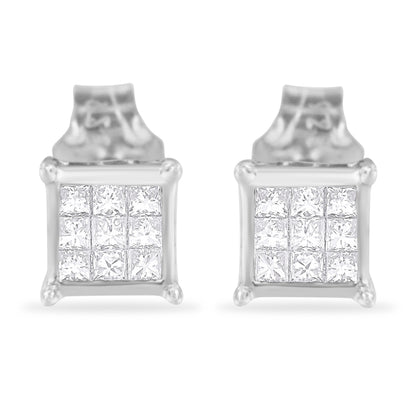 Haus of Brilliance Sterling Silver Princess Cut Diamond Square Stud Earrings (.3 cttw, H-I Color, I1-I2 Clarity)