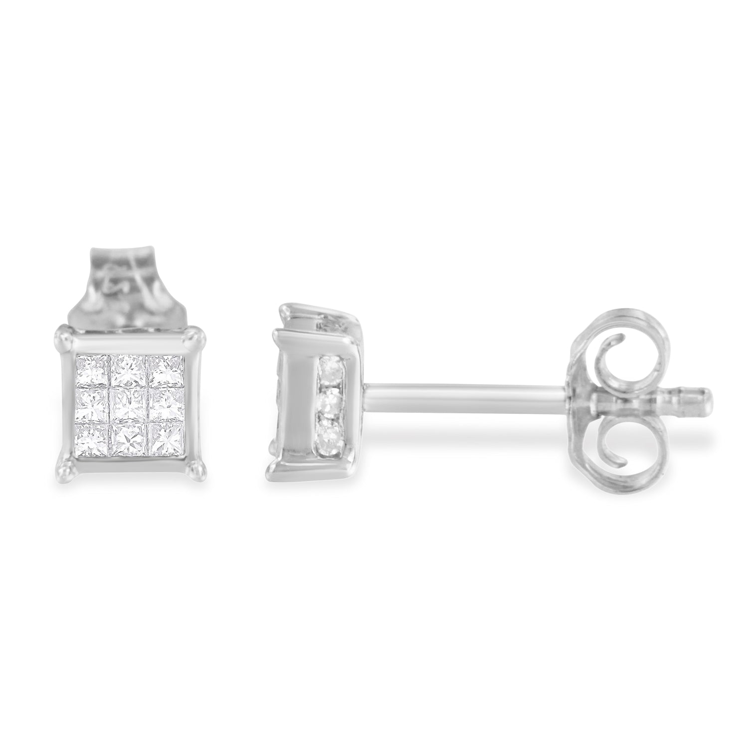 Haus of Brilliance Sterling Silver Princess Cut Diamond Square Stud Earrings (.3 cttw, H-I Color, I1-I2 Clarity)