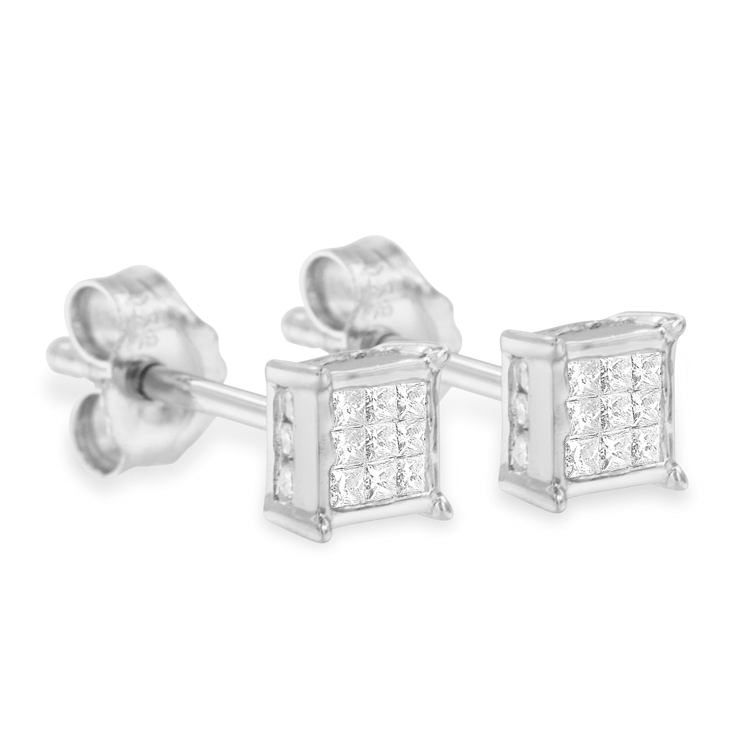 Haus of Brilliance Sterling Silver Princess Cut Diamond Square Stud Earrings (.3 cttw, H-I Color, I1-I2 Clarity)