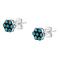 Haus of Brilliance Sterling Silver Treated Blue Diamond Floral Stud Earrings (0.5 cttw, Blue Color, I2-I3 Clarity)