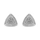 Haus of Brilliance .925 Sterling Silver Diamond-Accented Trillion Shaped 4-Stone Halo-Style Stud Earrings (H-I Color, I2-I3 Clarity)