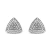 Haus of Brilliance .925 Sterling Silver Diamond-Accented Trillion Shaped 4-Stone Halo-Style Stud Earrings (H-I Color, I2-I3 Clarity)