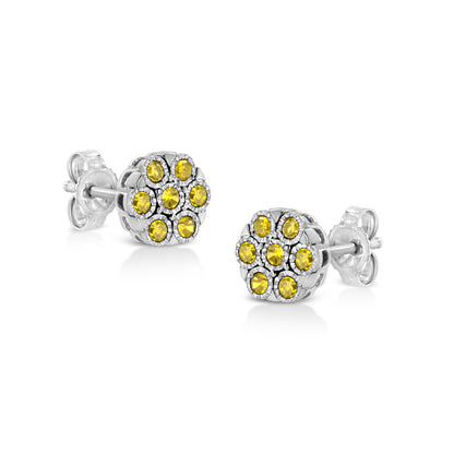 Haus of Brilliance Sterling Silver Rose-Cut Diamond Floral Cluster Stud Earring (0.25 cttw, I-J Color, I2-I3 Clarity)