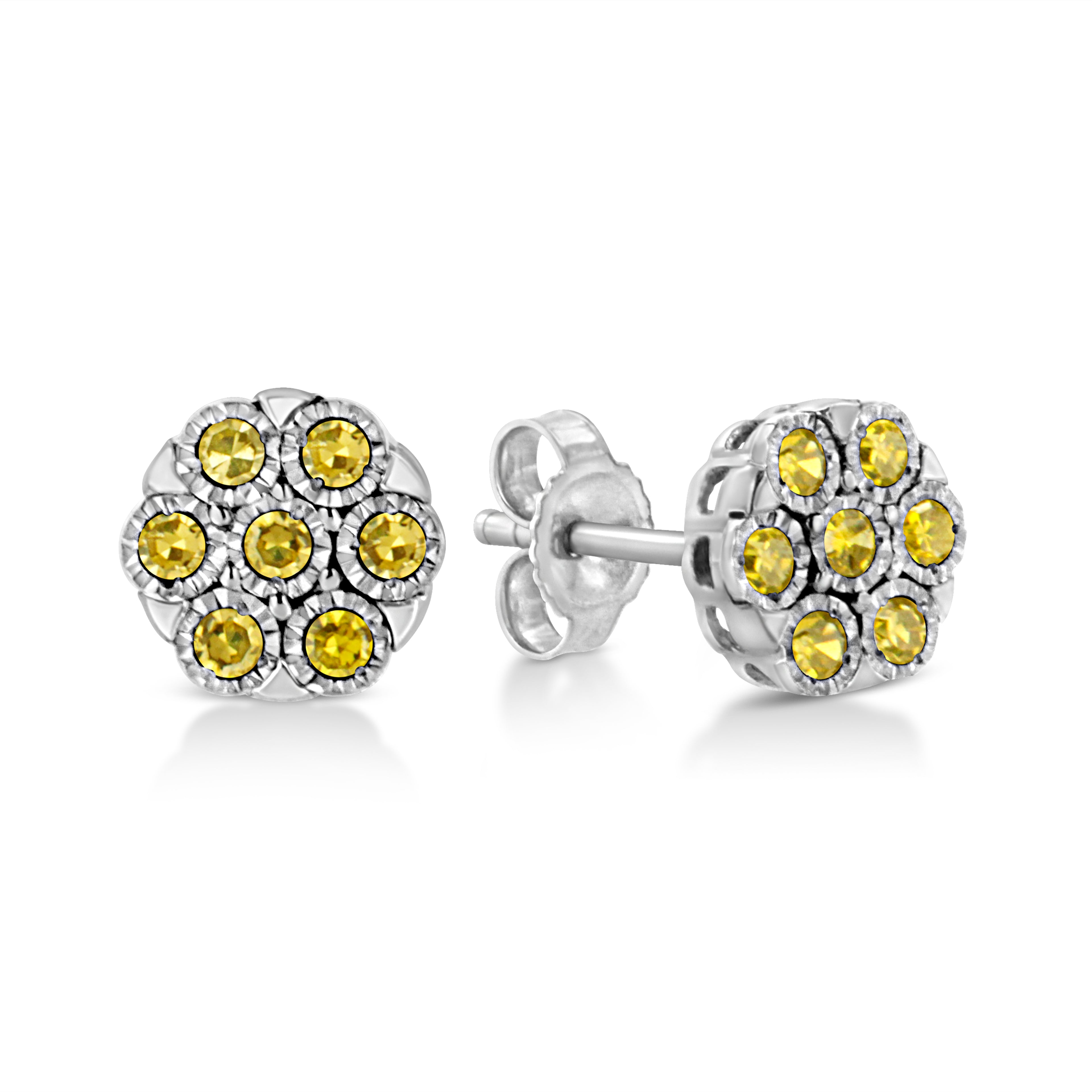 Haus of Brilliance Sterling Silver Rose-Cut Diamond Floral Cluster Stud Earring (0.25 cttw, I-J Color, I2-I3 Clarity)