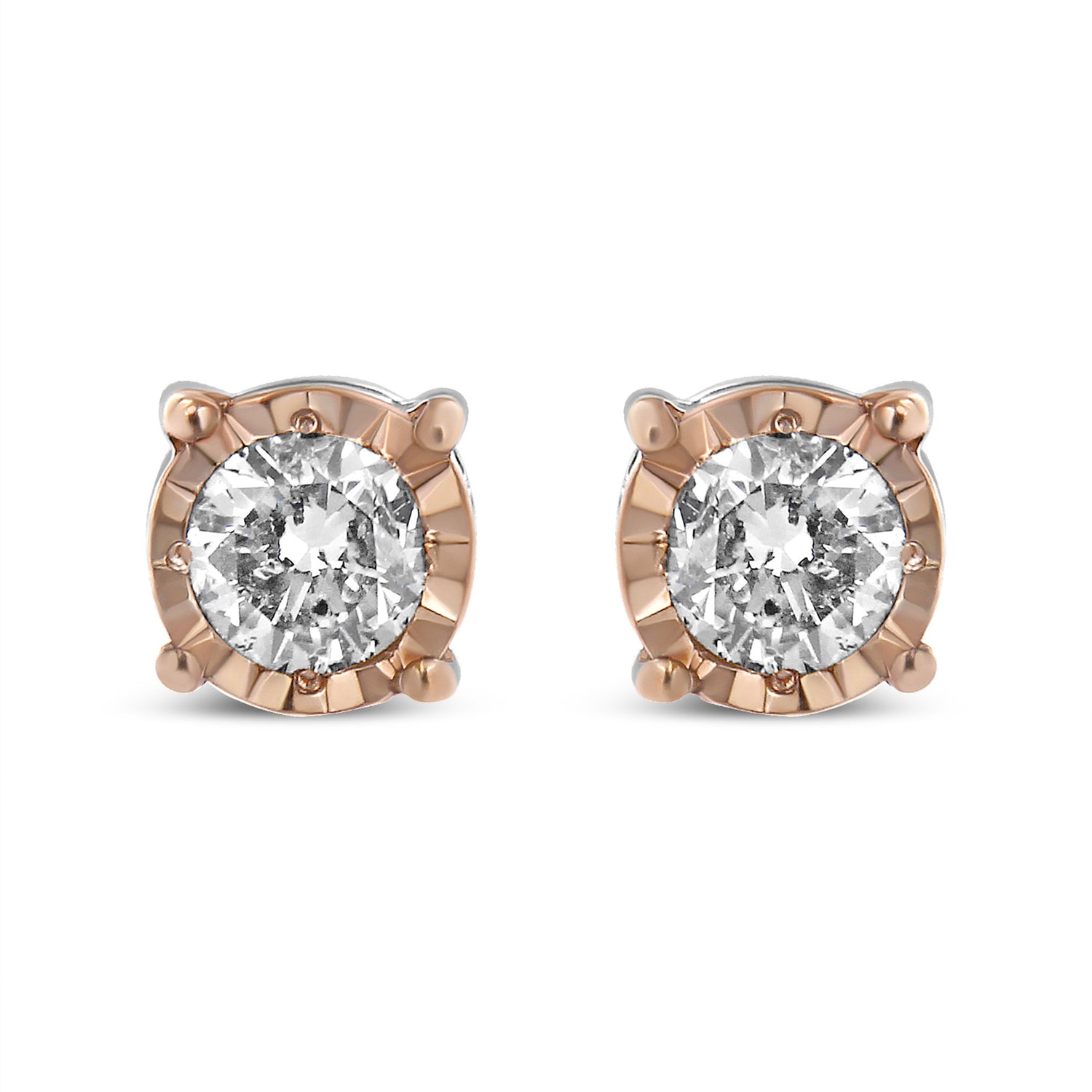 Haus of Brilliance 10K Two-Tone Yellow &amp; White Gold over .925 Sterling Silver 0.40 Cttw Round Diamond Miracle-Set Stud Earrings (K-L Color, I2-I3 Clarity)