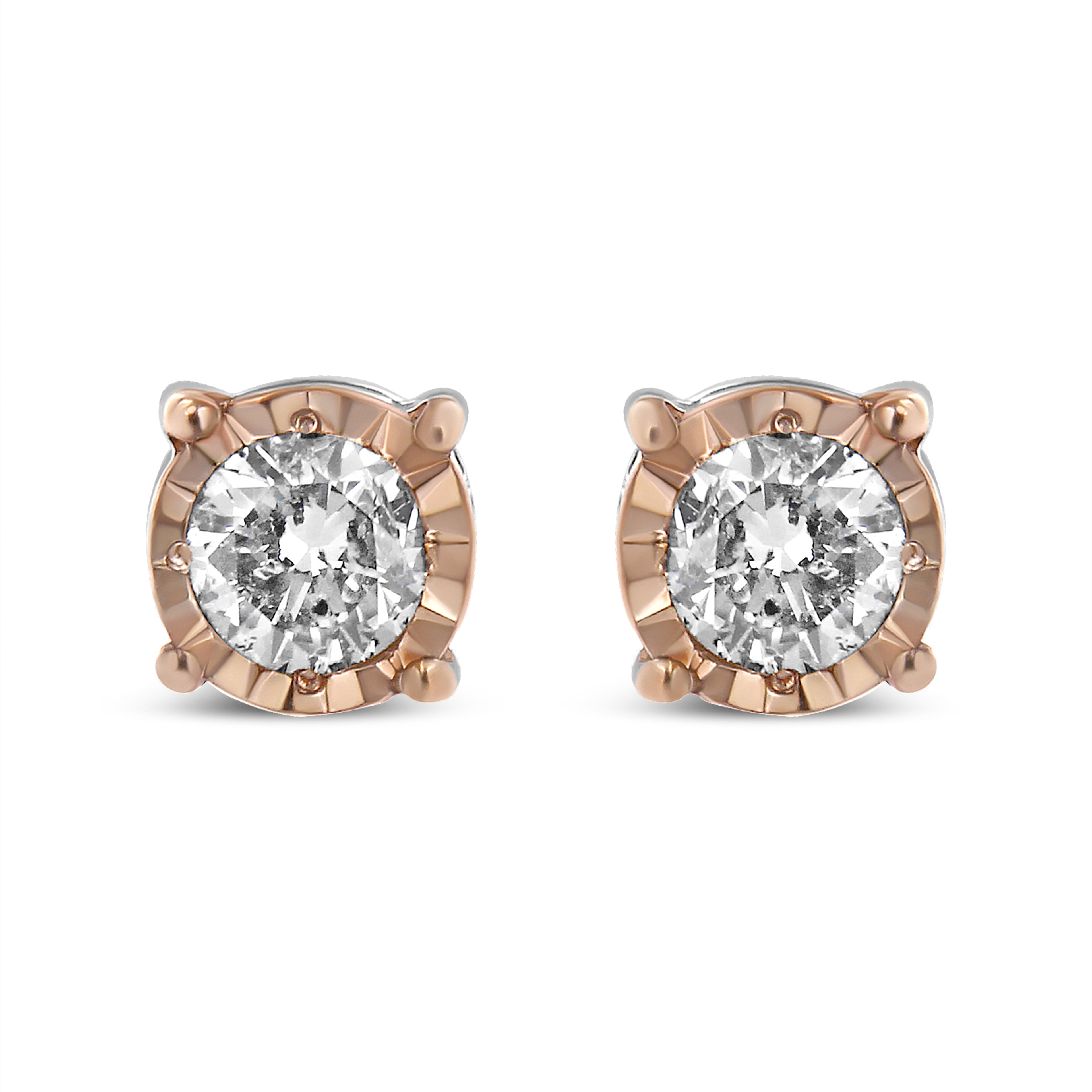 Haus of Brilliance 10K Two-Tone Yellow &amp; White Gold over .925 Sterling Silver 0.40 Cttw Round Diamond Miracle-Set Stud Earrings (K-L Color, I2-I3 Clarity)