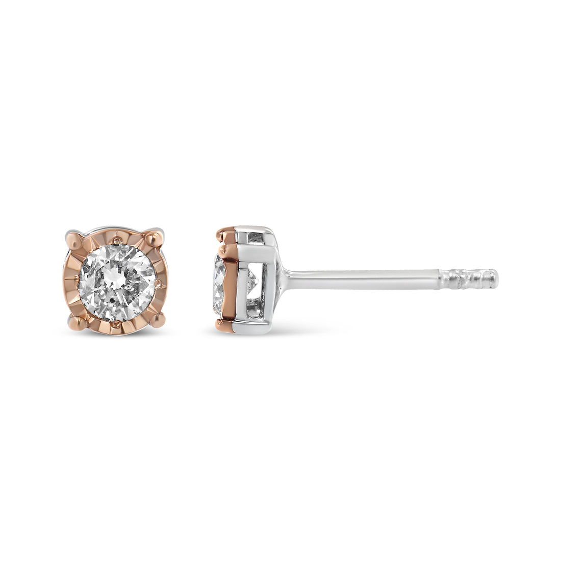 Haus of Brilliance 10K Two-Tone Yellow &amp; White Gold over .925 Sterling Silver 0.40 Cttw Round Diamond Miracle-Set Stud Earrings (K-L Color, I2-I3 Clarity)