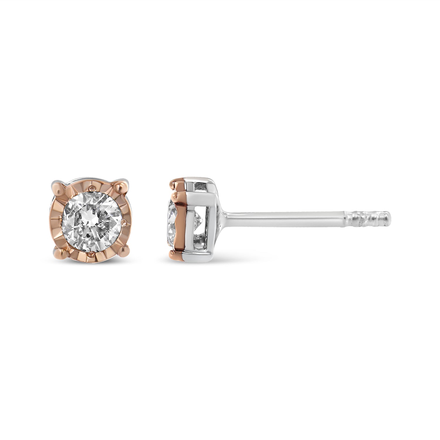 Haus of Brilliance 10K Two-Tone Yellow &amp; White Gold over .925 Sterling Silver 0.40 Cttw Round Diamond Miracle-Set Stud Earrings (K-L Color, I2-I3 Clarity)