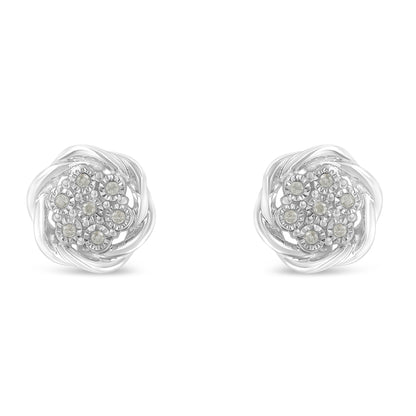 Haus of Brilliance Sterling Silver Diamond Swirl Cluster Stud Earrings (1/6 cttw, I-J Color, I2-I3 Clarity)