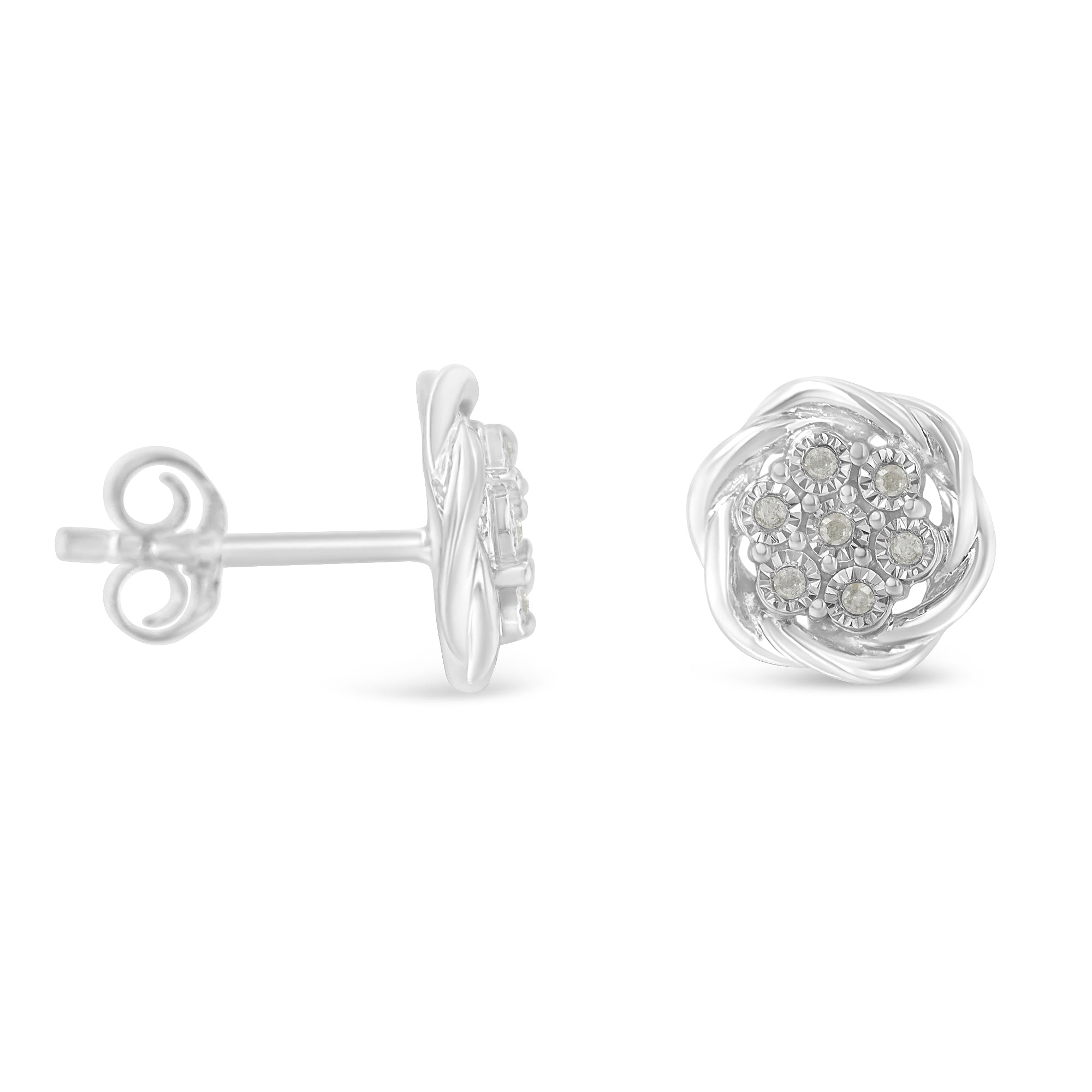 Haus of Brilliance Sterling Silver Diamond Swirl Cluster Stud Earrings (1/6 cttw, I-J Color, I2-I3 Clarity)