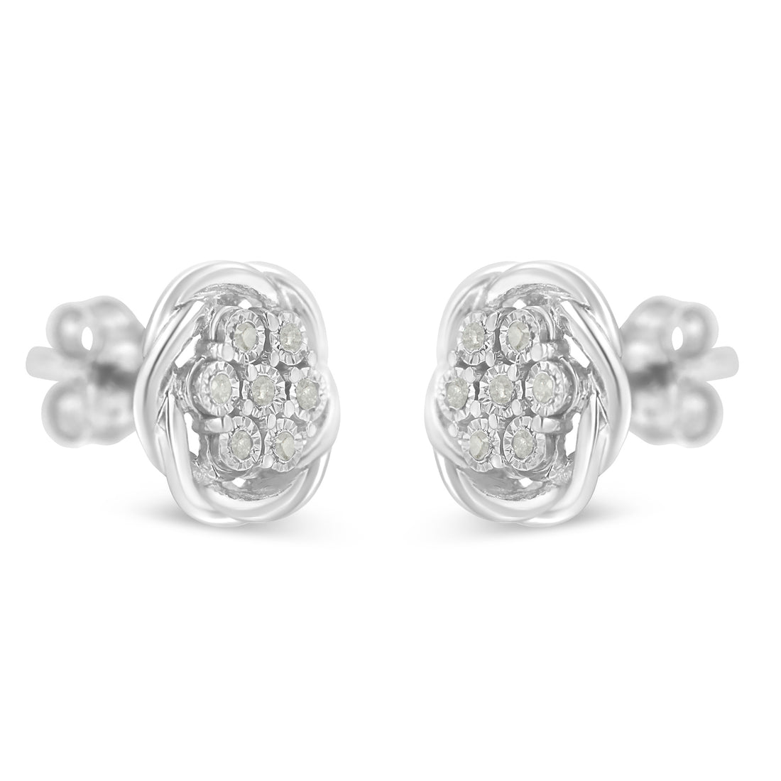 Haus of Brilliance Sterling Silver Diamond Swirl Cluster Stud Earrings (1/6 cttw, I-J Color, I2-I3 Clarity)