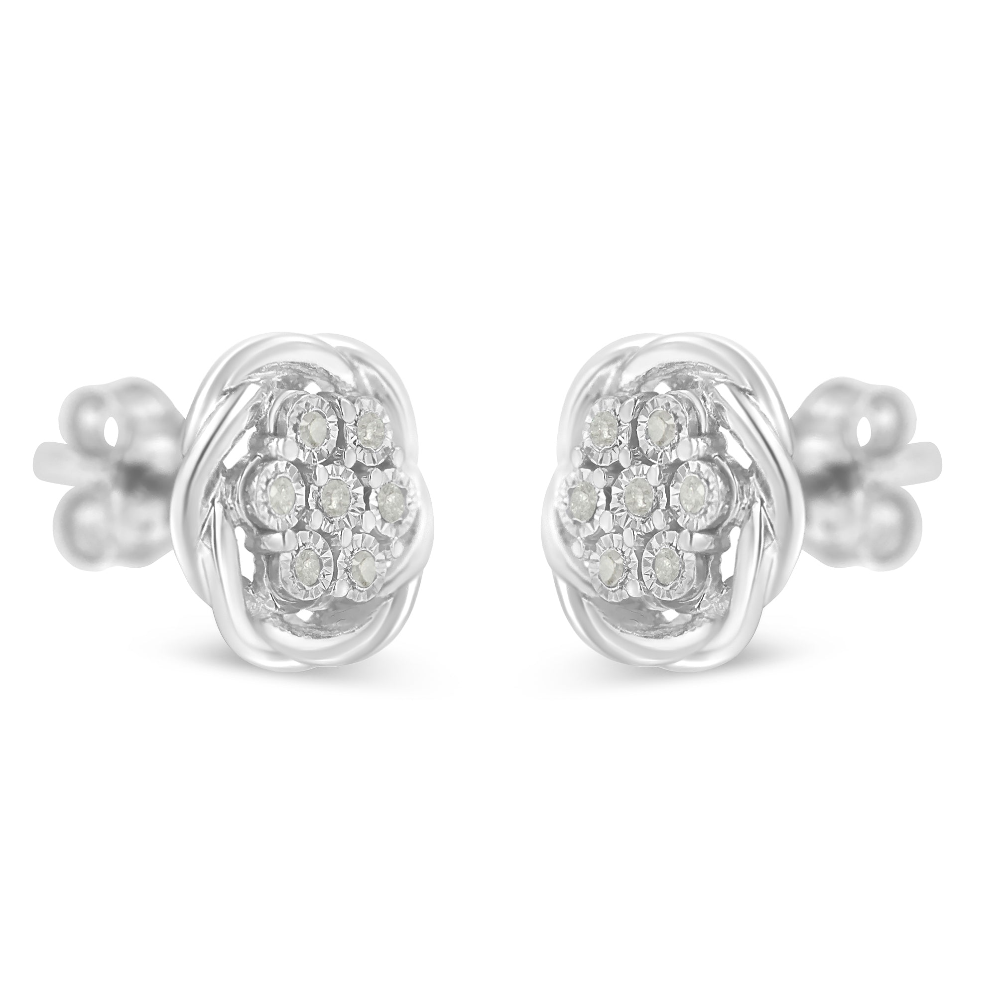 Haus of Brilliance Sterling Silver Diamond Swirl Cluster Stud Earrings (1/6 cttw, I-J Color, I2-I3 Clarity)