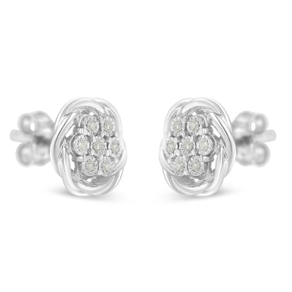 Haus of Brilliance Sterling Silver Diamond Swirl Cluster Stud Earrings (1/6 cttw, I-J Color, I2-I3 Clarity)