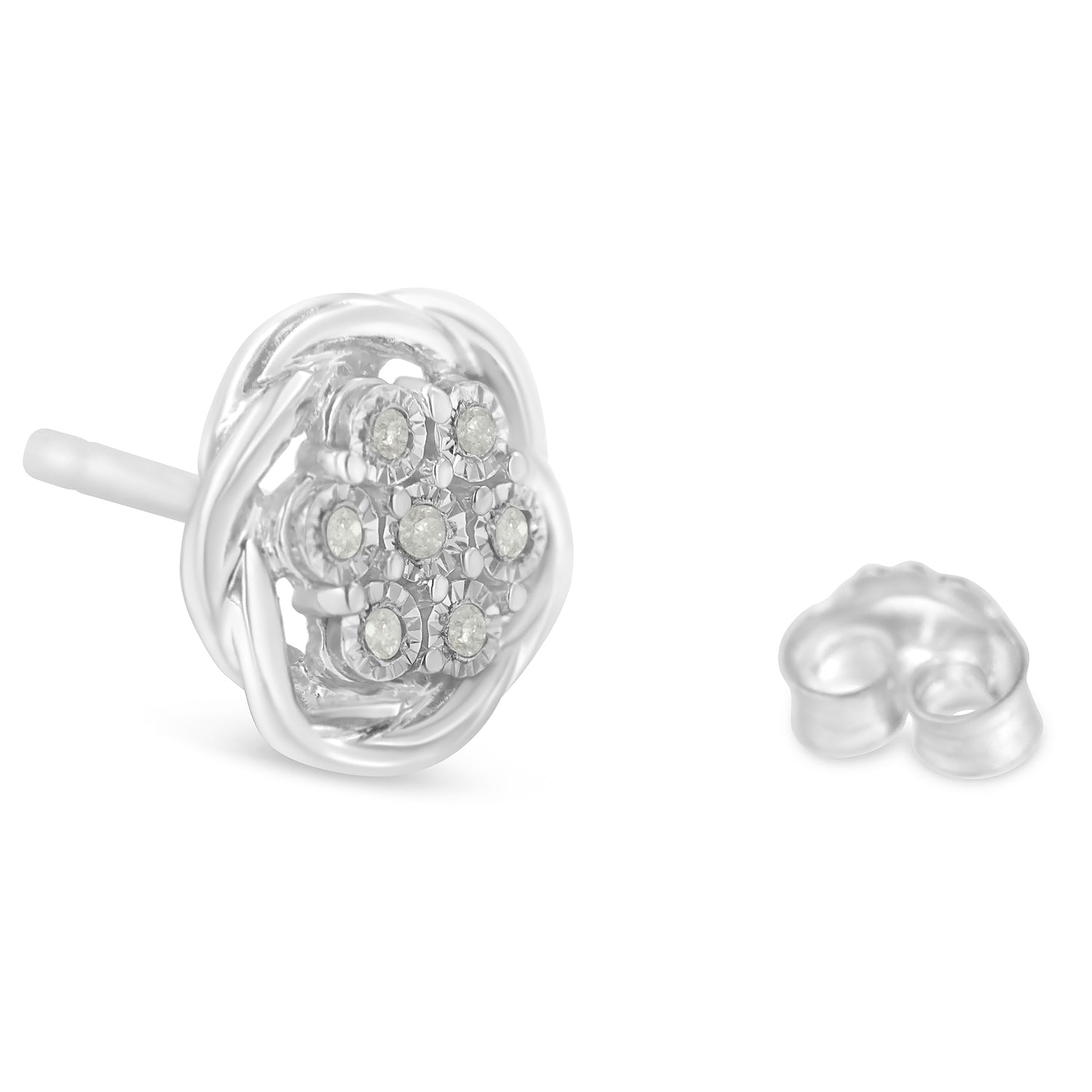 Haus of Brilliance Sterling Silver Diamond Swirl Cluster Stud Earrings (1/6 cttw, I-J Color, I2-I3 Clarity)