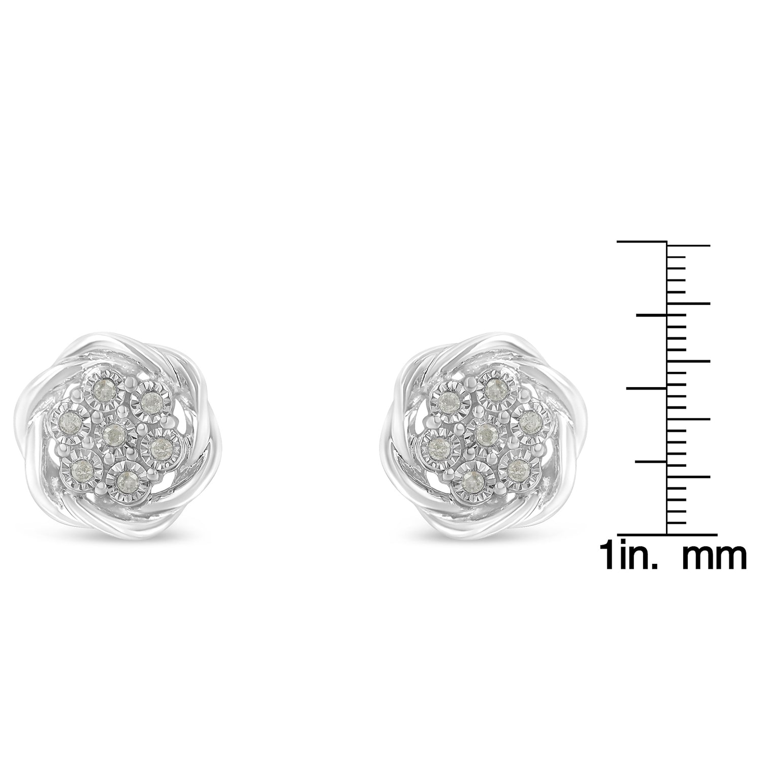 Haus of Brilliance Sterling Silver Diamond Swirl Cluster Stud Earrings (1/6 cttw, I-J Color, I2-I3 Clarity)