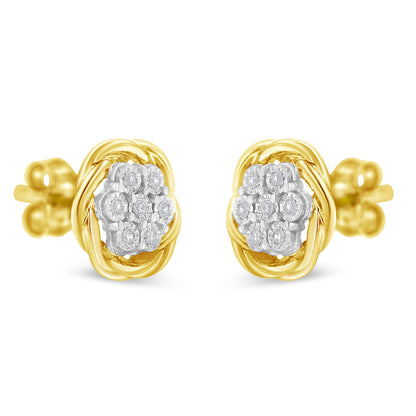 Haus of Brilliance Yellow Gold Plated Sterling Silver Diamond Rose stud Earrings (0.15 cttw, I-J Color, I2-I3 Clarity)