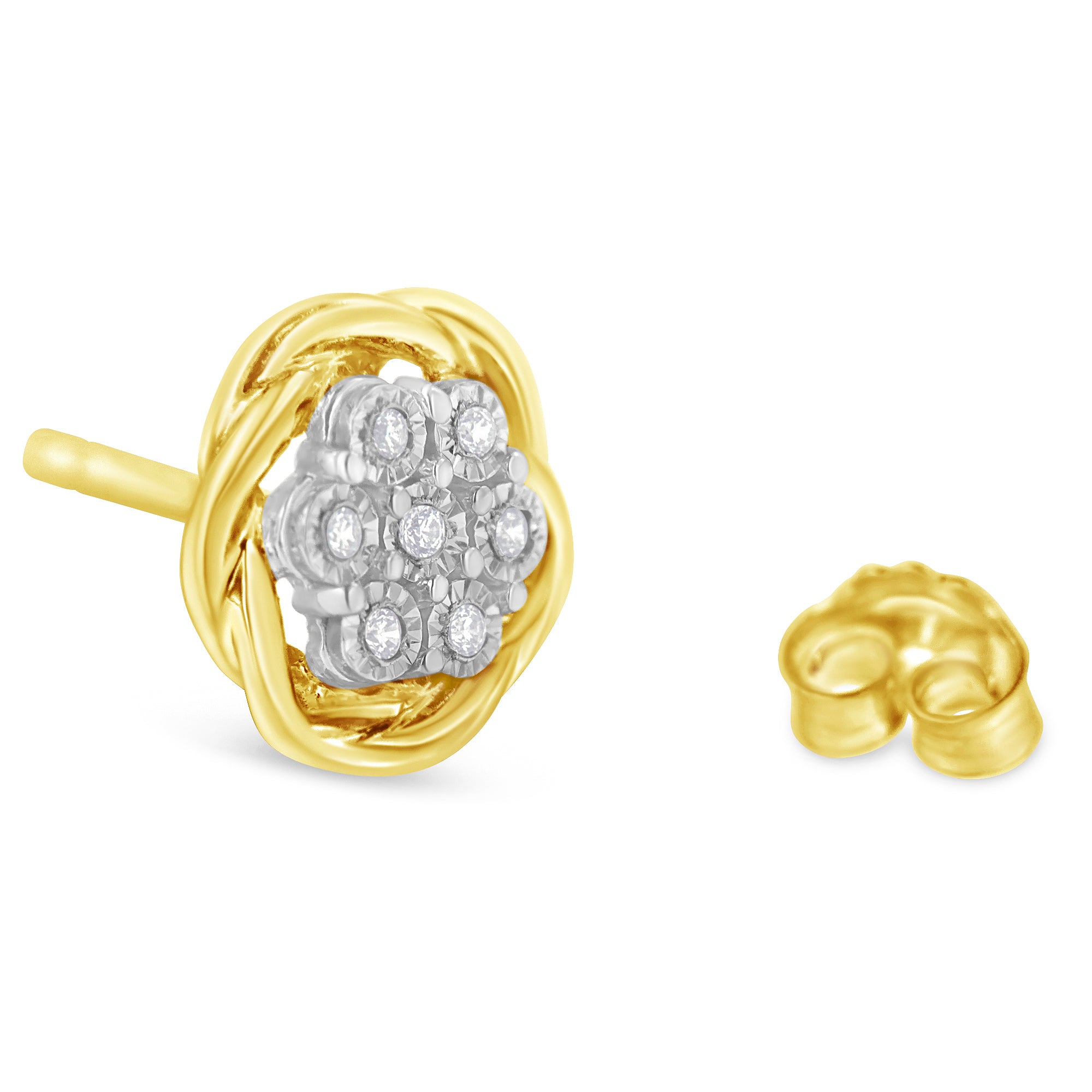 Haus of Brilliance Yellow Gold Plated Sterling Silver Diamond Rose stud Earrings (0.15 cttw, I-J Color, I2-I3 Clarity)