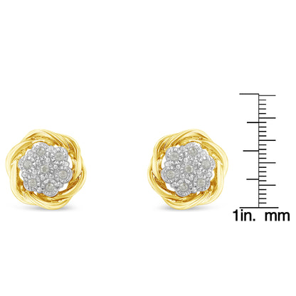 Haus of Brilliance Yellow Gold Plated Sterling Silver Diamond Rose stud Earrings (0.15 cttw, I-J Color, I2-I3 Clarity)