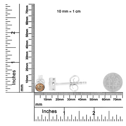 Haus of Brilliance .925 Sterling Silver 1/10 Cttw Round Brilliant-Cut Champagne Diamond Miracle-Set Stud Earrings (Natural Color, I1-I2 Clarity)