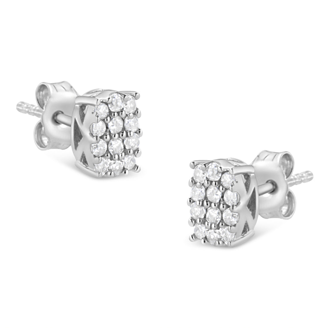 Haus of Brilliance .925 Sterling Silver 1/4 Cttw Round Diamond Oval Shaped Cluster Stud Earrings (I-J Color, I2-I3 Clarity)