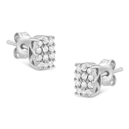 Haus of Brilliance .925 Sterling Silver 1/4 Cttw Round Diamond Oval Shaped Cluster Stud Earrings (I-J Color, I2-I3 Clarity)