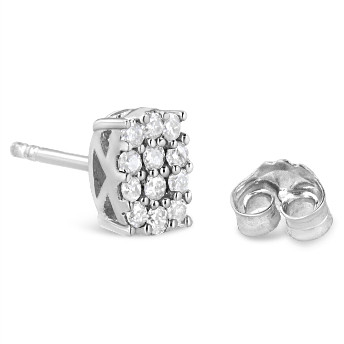 Haus of Brilliance .925 Sterling Silver 1/4 Cttw Round Diamond Oval Shaped Cluster Stud Earrings (I-J Color, I2-I3 Clarity)