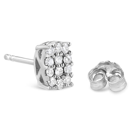 Haus of Brilliance .925 Sterling Silver 1/4 Cttw Round Diamond Oval Shaped Cluster Stud Earrings (I-J Color, I2-I3 Clarity)