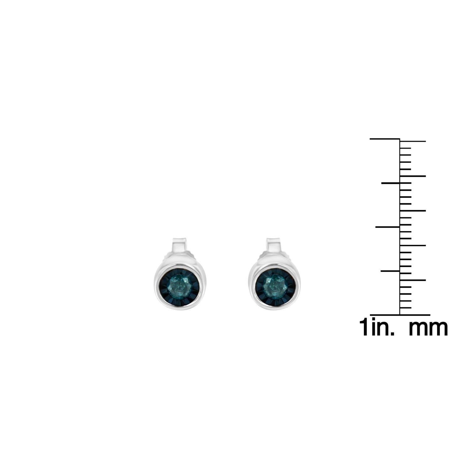 Haus of Brilliance .925 Sterling Silver 1/5 Cttw Round Brilliant-Cut Blue Diamond Miracle-Set Stud Earrings (Fancy Color-Enhanced, I2-I3 Clarity)