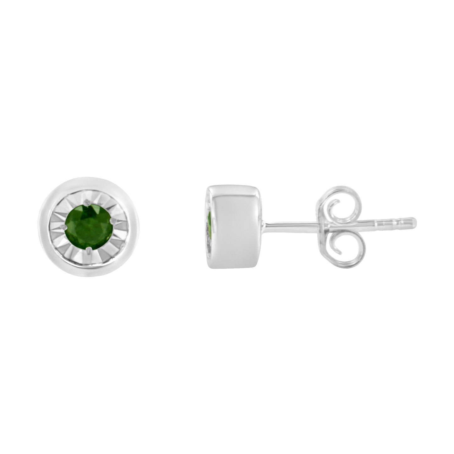 Haus of Brilliance .925 Sterling Silver 1/5 Cttw Round Brilliant-Cut Green Diamond Miracle-Set Stud Earrings (Fancy Color-Enhanced, I1-I2 Clarity)