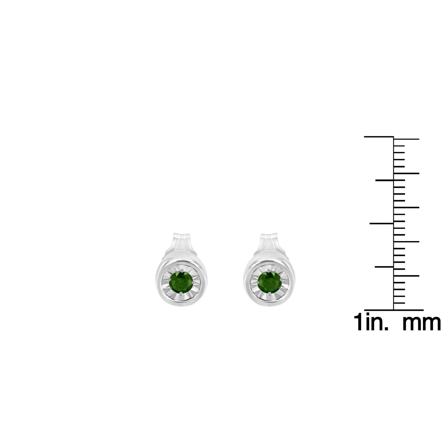 Haus of Brilliance .925 Sterling Silver 1/5 Cttw Round Brilliant-Cut Green Diamond Miracle-Set Stud Earrings (Fancy Color-Enhanced, I1-I2 Clarity)