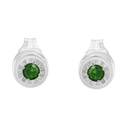 Haus of Brilliance .925 Sterling Silver 0.15 Cttw Round Brilliant-Cut Green Diamond Miracle-Set Stud Earrings (Fancy Color-Enhanced, I1-I2 Clarity)