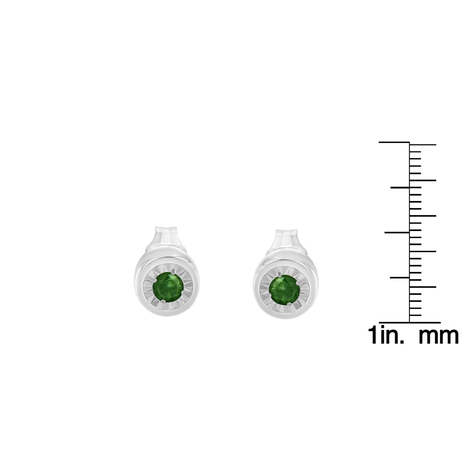 Haus of Brilliance .925 Sterling Silver 0.15 Cttw Round Brilliant-Cut Green Diamond Miracle-Set Stud Earrings (Fancy Color-Enhanced, I1-I2 Clarity)