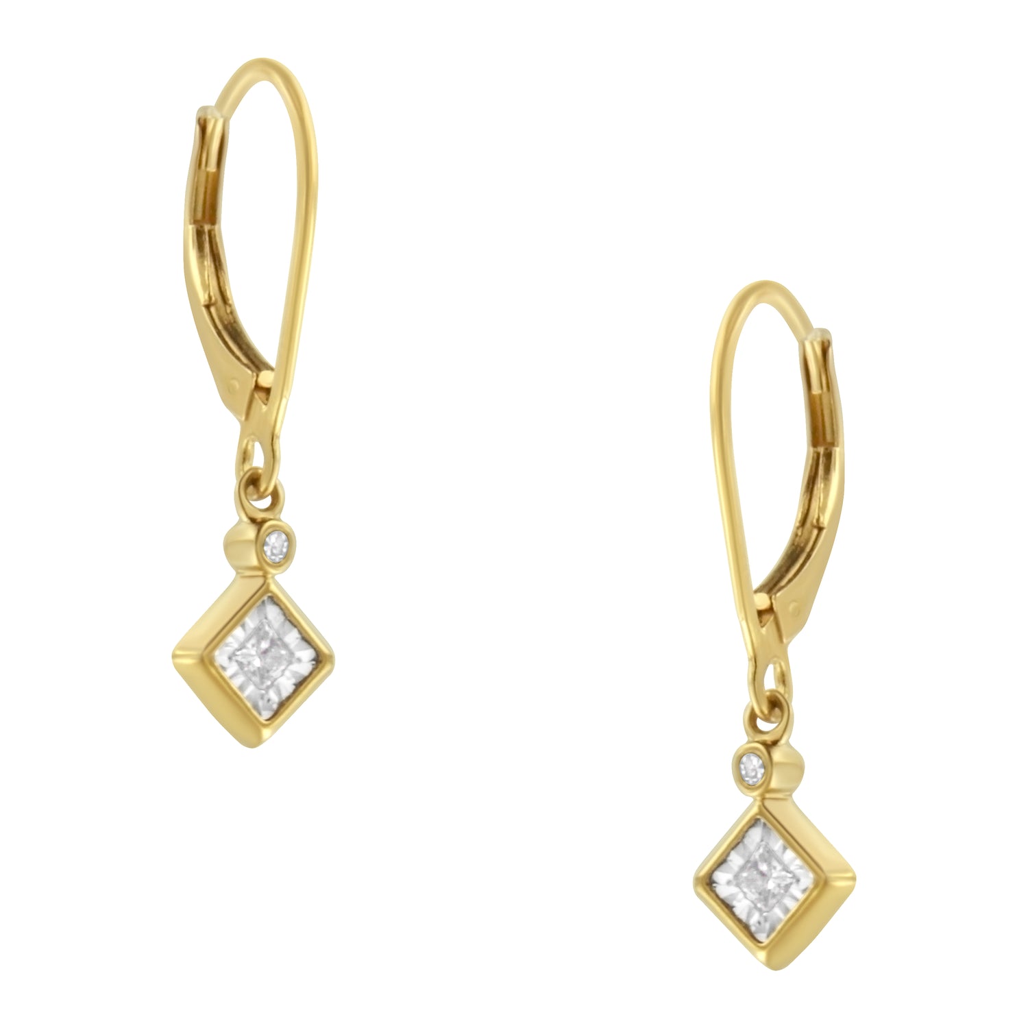 Haus of Brilliance 2 Micron 14K Yellow Gold Plating Diamond Dangle Earrings ( 1/3 cttw, J-K Color, I1-I2 Clarity)