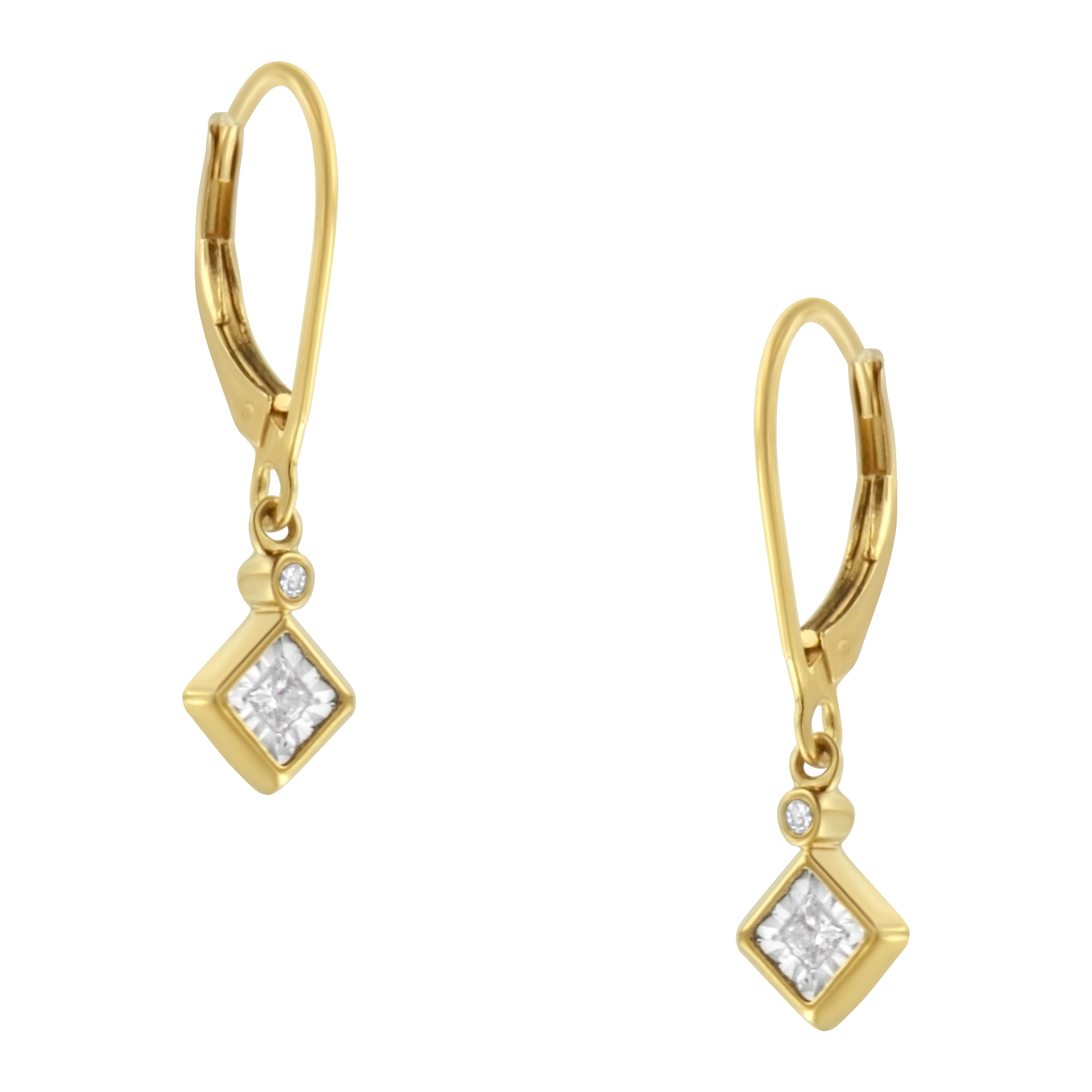 Haus of Brilliance 2 Micron 14K Yellow Gold Plating Diamond Dangle Earrings ( 1/3 cttw, J-K Color, I1-I2 Clarity)