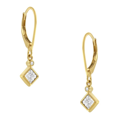 Haus of Brilliance 2 Micron 14K Yellow Gold Plating Diamond Dangle Earrings ( 1/3 cttw, J-K Color, I1-I2 Clarity)