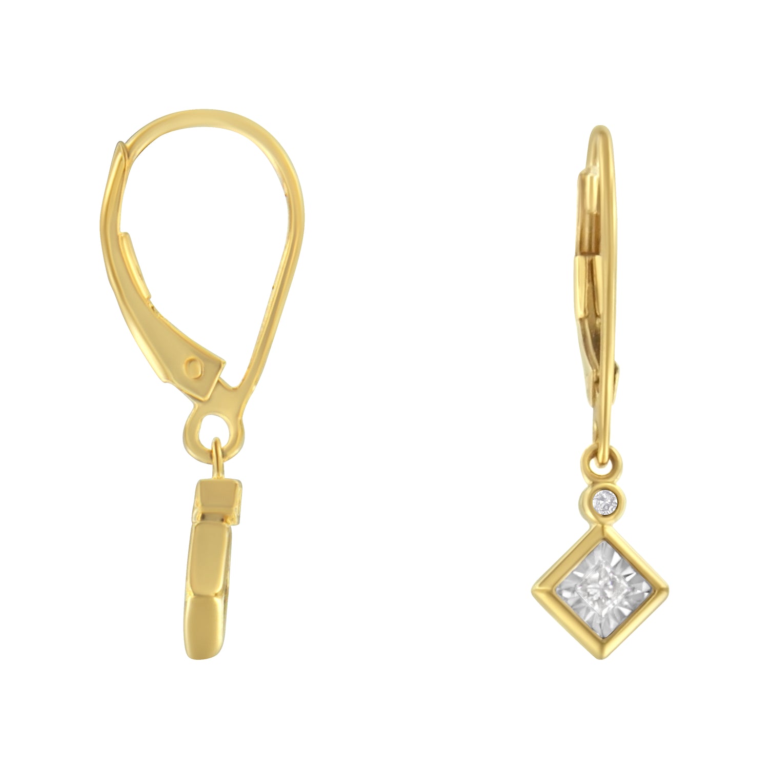 Haus of Brilliance 2 Micron 14K Yellow Gold Plating Diamond Dangle Earrings ( 1/3 cttw, J-K Color, I1-I2 Clarity)