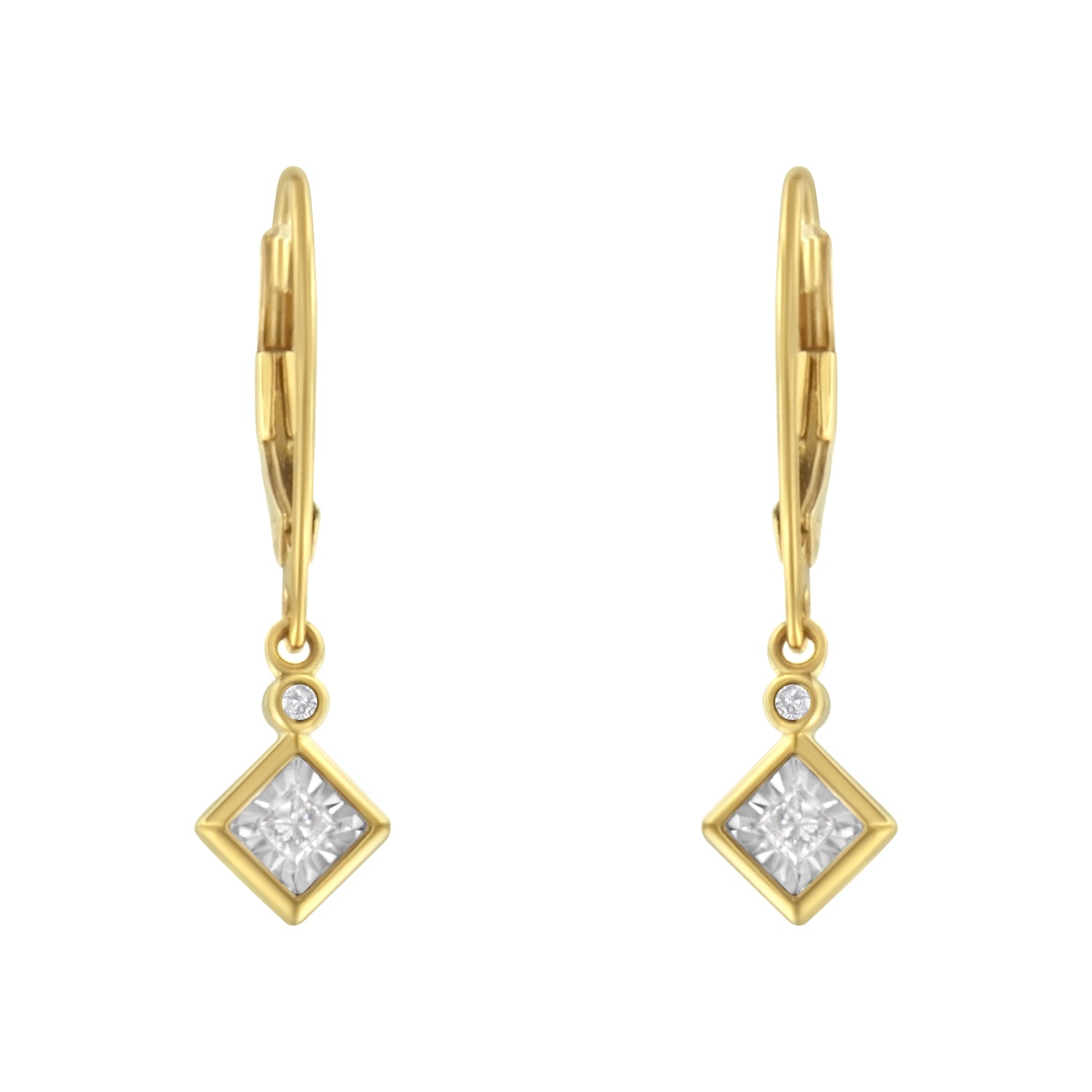 Haus of Brilliance 2 Micron 14K Yellow Gold Plating Diamond Dangle Earrings ( 1/3 cttw, J-K Color, I1-I2 Clarity)