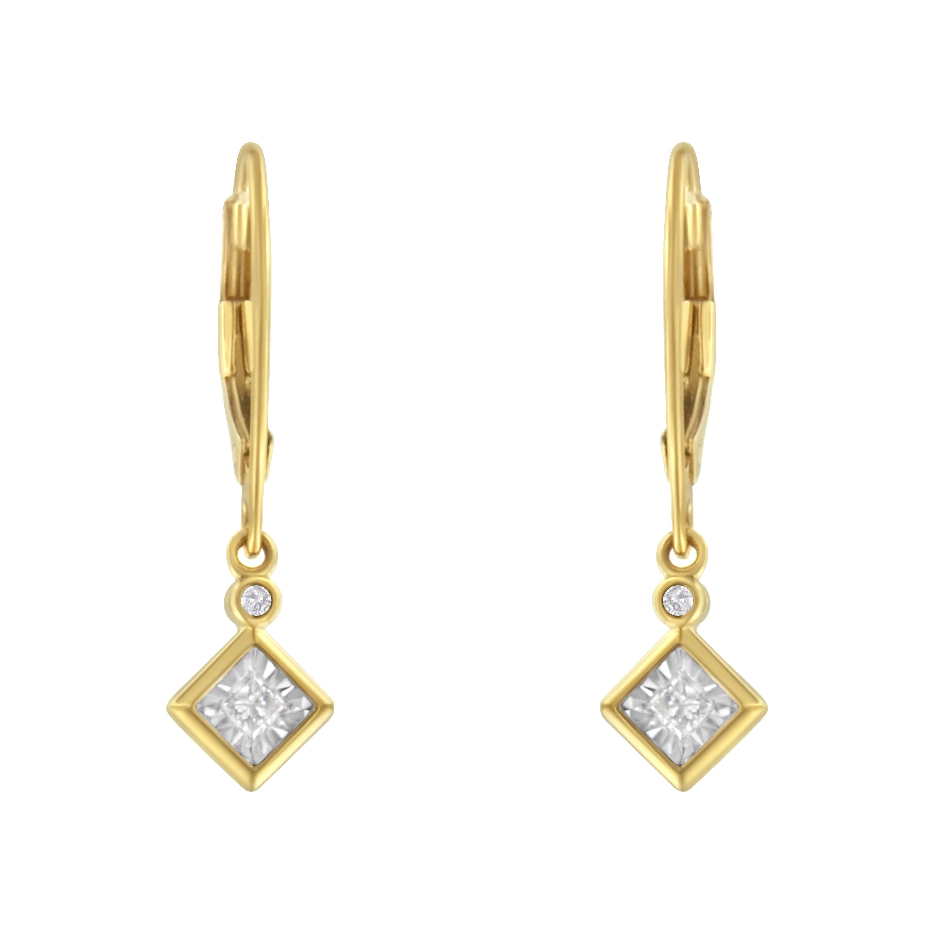 Haus of Brilliance 2 Micron 14K Yellow Gold Plating Diamond Dangle Earrings ( 1/3 cttw, J-K Color, I1-I2 Clarity)