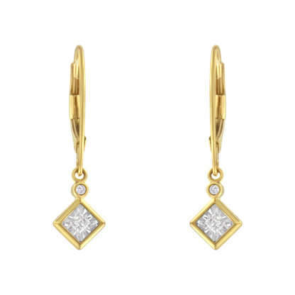 Haus of Brilliance 2 Micron 14K Yellow Gold Plating Diamond Dangle Earrings ( 1/3 cttw, J-K Color, I1-I2 Clarity)