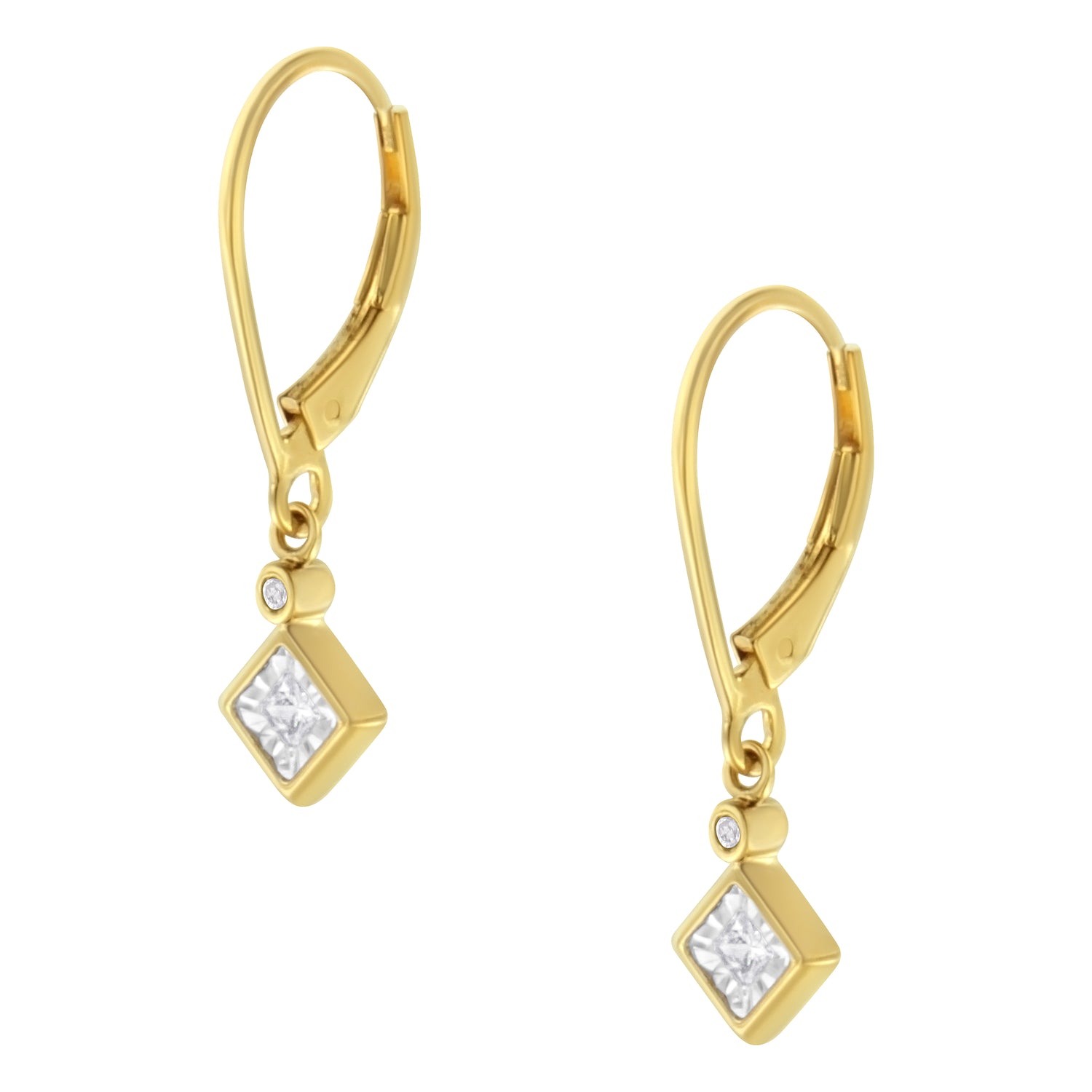 Haus of Brilliance 2 Micron 14K Yellow Gold Plating Diamond Dangle Earrings ( 1/3 cttw, J-K Color, I1-I2 Clarity)