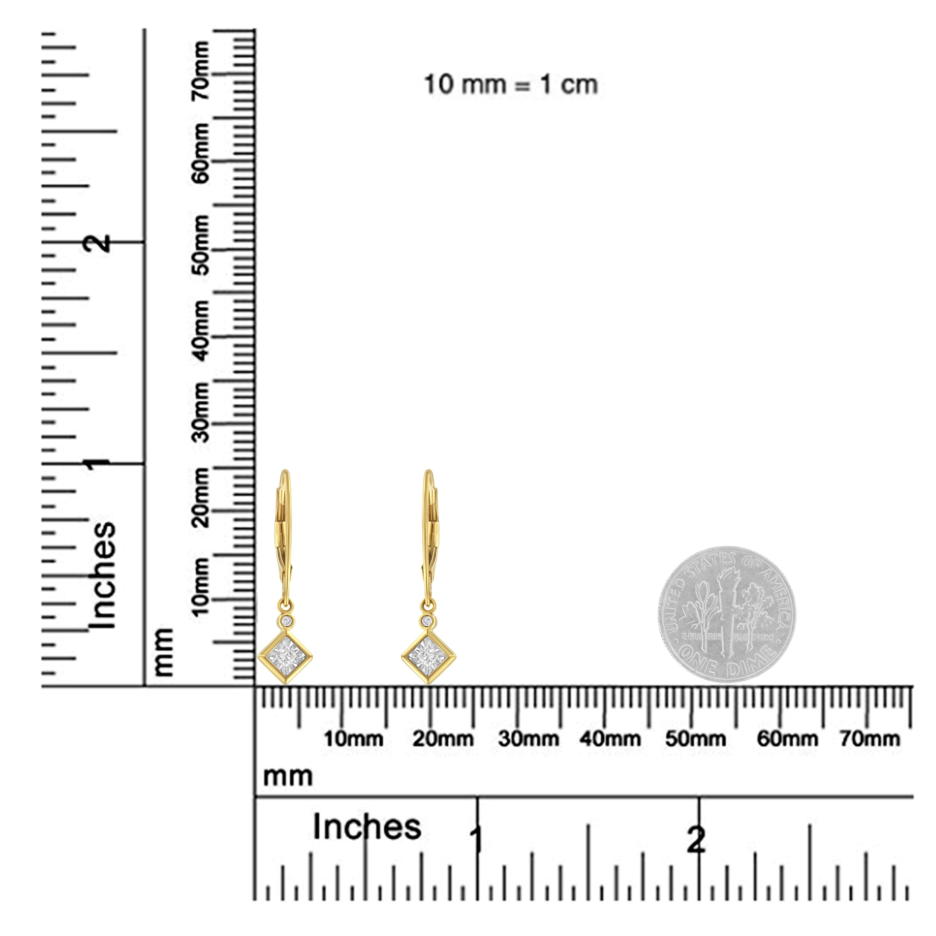 Haus of Brilliance 2 Micron 14K Yellow Gold Plating Diamond Dangle Earrings ( 1/3 cttw, J-K Color, I1-I2 Clarity)