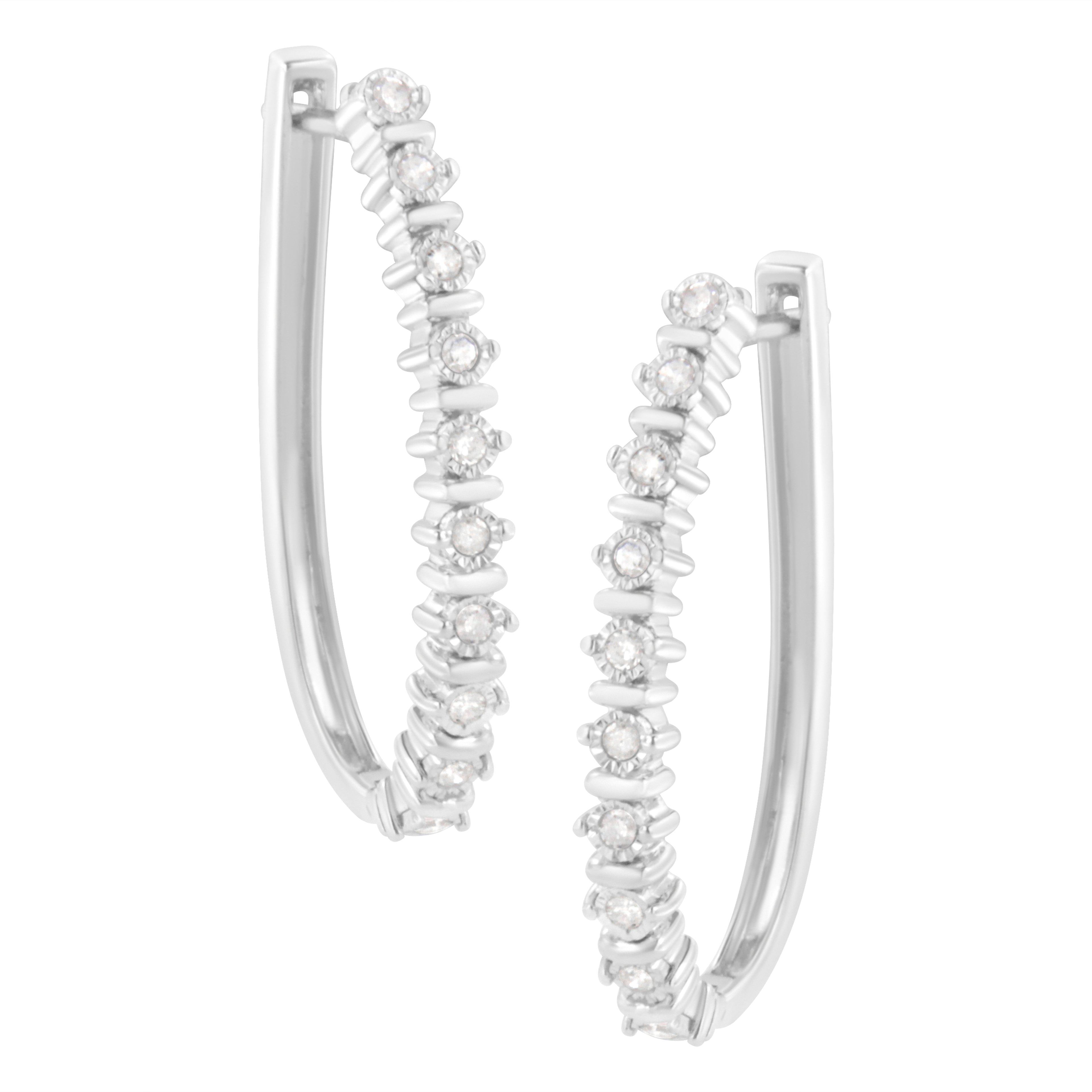 Haus of Brilliance .925 Sterling Silver 1/4 cttw Miracle-Set Round-Cut Diamond Hoop Earring (I-J Color, I2-I3 Clarity)