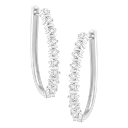 Haus of Brilliance .925 Sterling Silver 1/4 cttw Miracle-Set Round-Cut Diamond Hoop Earring (I-J Color, I2-I3 Clarity)