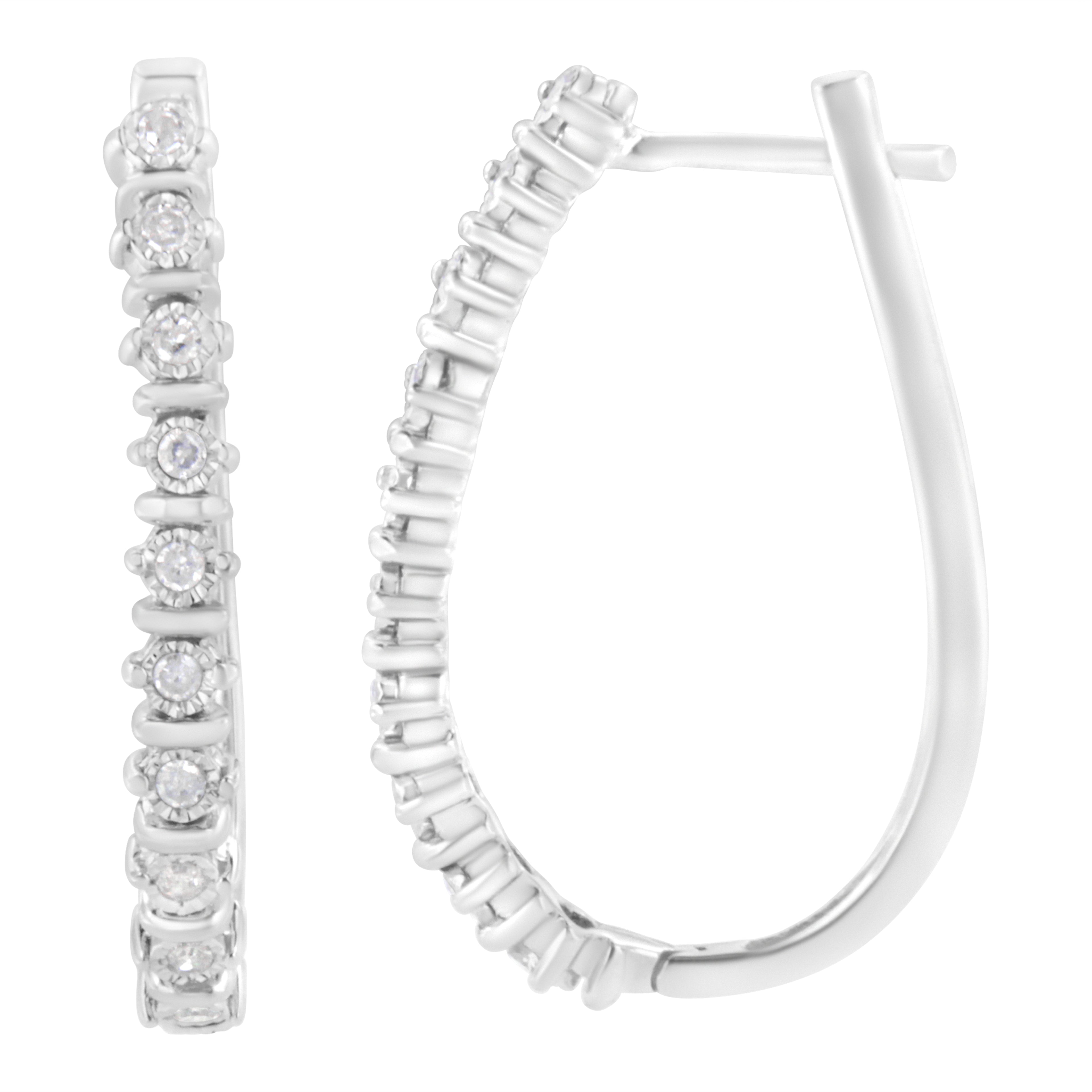 Haus of Brilliance .925 Sterling Silver 1/4 cttw Miracle-Set Round-Cut Diamond Hoop Earring (I-J Color, I2-I3 Clarity)